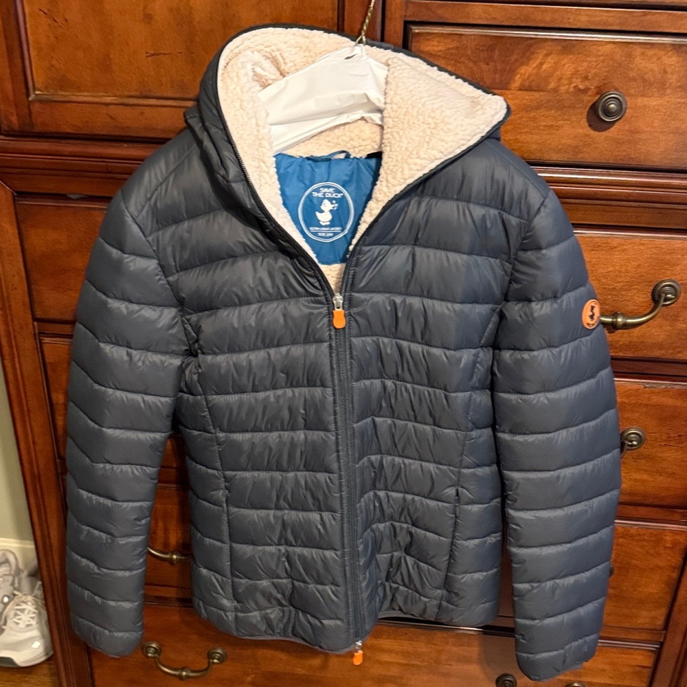 Save The Duck Black Jacket with Cream Lining